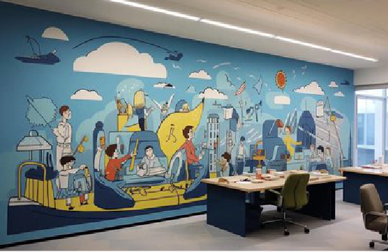 伊川县办公室墙绘的特点。